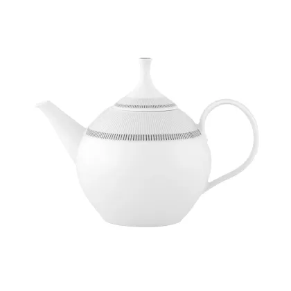 Zdjęcie Stylowy dzbanek do herbaty z porcelany z kolekcji Elegant z motywem w równoległe szaro-czarne linie - Vista Alegre