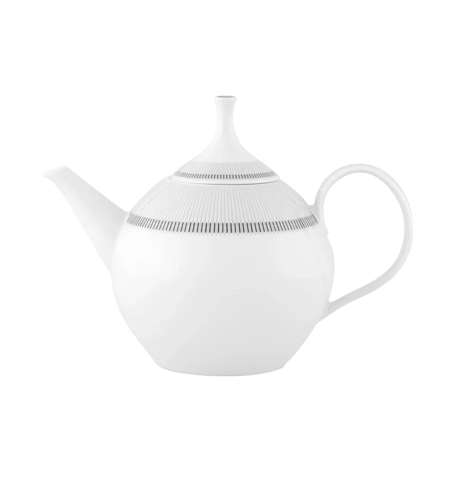 obrazek 1 Stylowy dzbanek do herbaty z porcelany z kolekcji Elegant z motywem w równoległe szaro-czarne linie - Vista Alegre