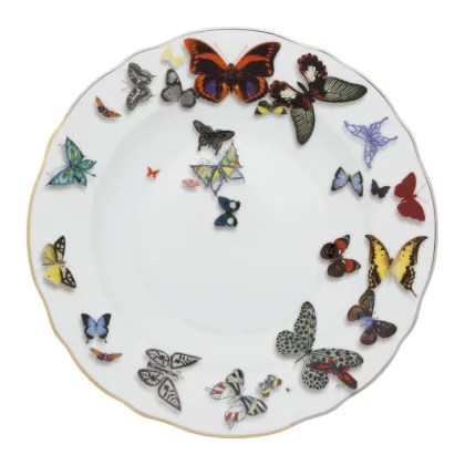 Zdjęcie Biały talerz na zupę z porcelany z dekoracyjnym motywem motyli - Vista Alegre