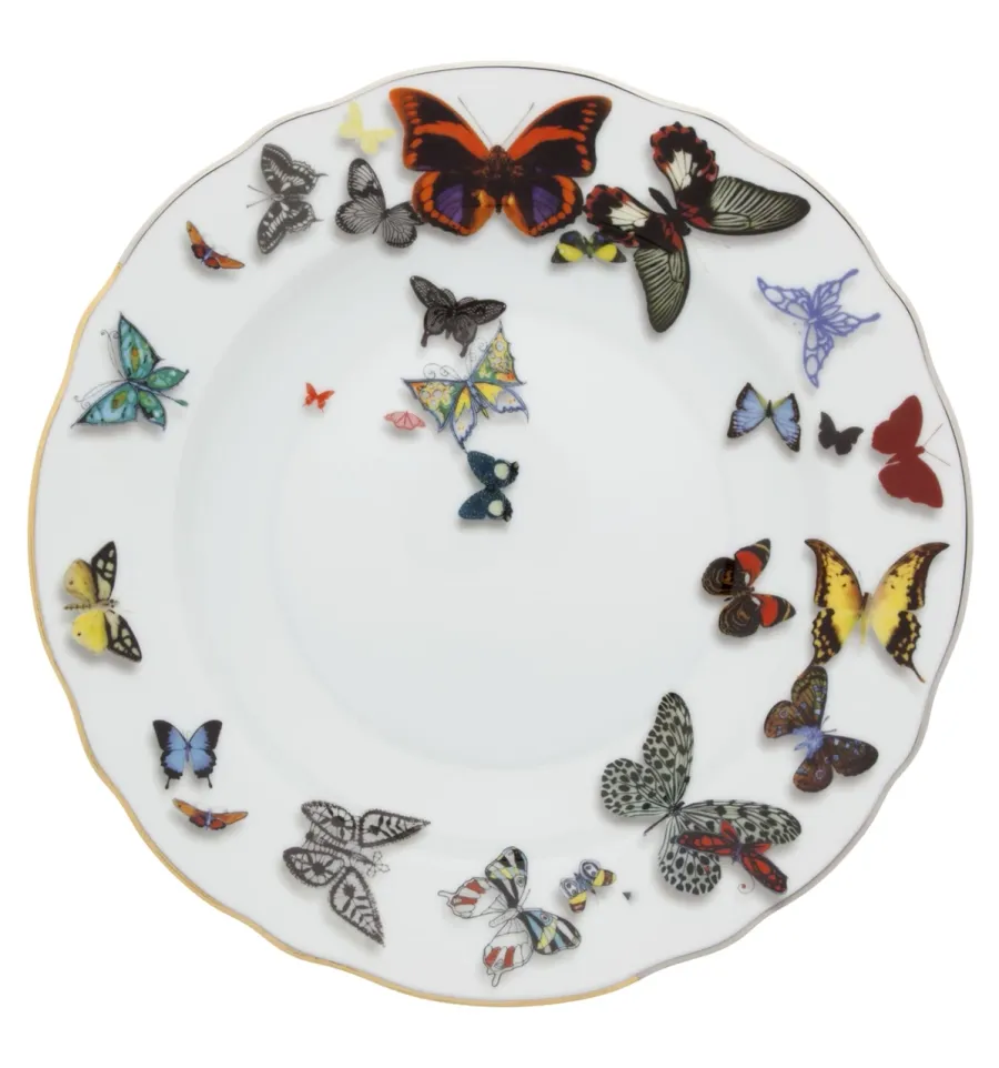 obrazek 1 Biały talerz na zupę z porcelany z dekoracyjnym motywem motyli - Vista Alegre