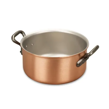 Zdjęcie Miedziany garnek casserole 18 cm do kuchenek indukcyjnych lub elektrycznych