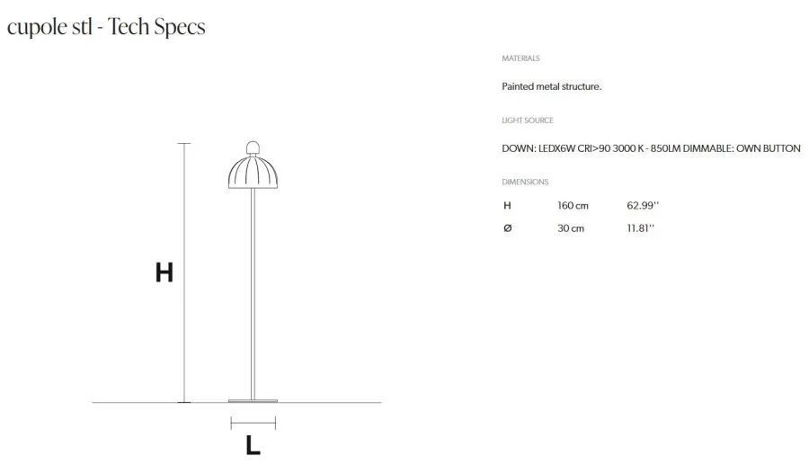 obrazek 2 Niezwykła lampa stojąca z serii Cupole - H 160 cm
