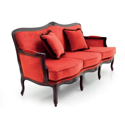 Zdjęcie Czerwona elegancka sofa o strukturze drewna bukowego - Sevensedie