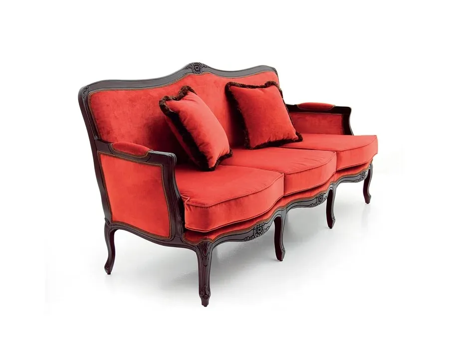 obrazek 1 Czerwona elegancka sofa o strukturze drewna bukowego - Sevensedie