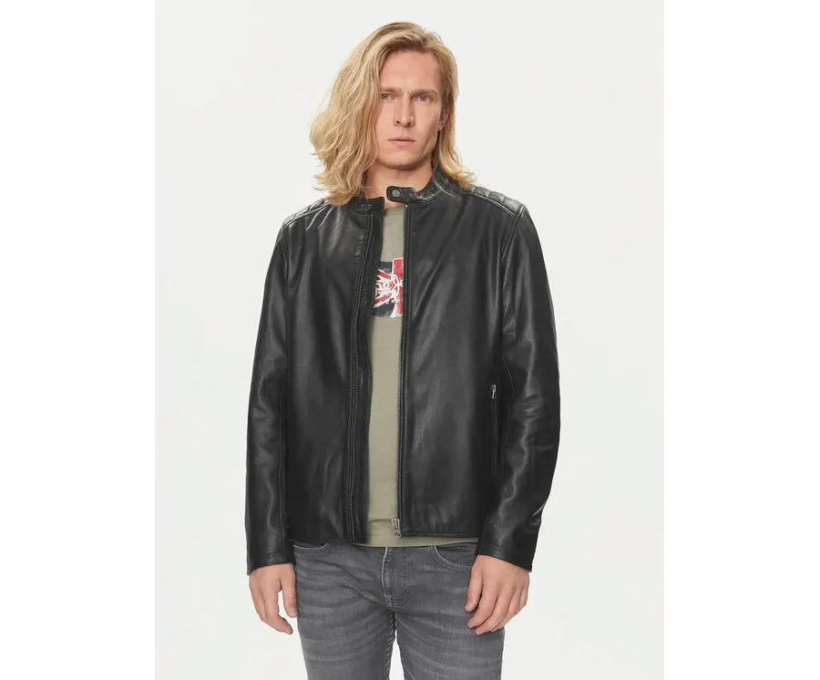 obrazek 1 Pepe Jeans Kurtka skórzana Tristan PM402991 Czarny Regular Fit