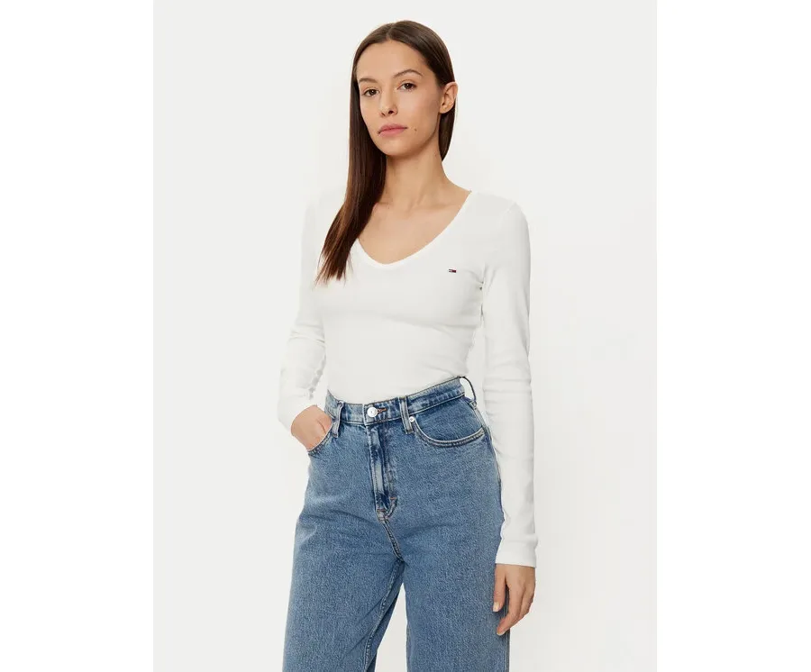 obrazek 1 Tommy Jeans Bluzka Essential DW0DW17990 Écru Slim Fit