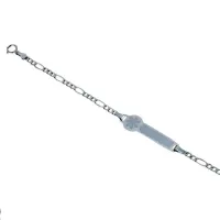Picture Girls bracelet with laser engraved flower plate and three + one link chain