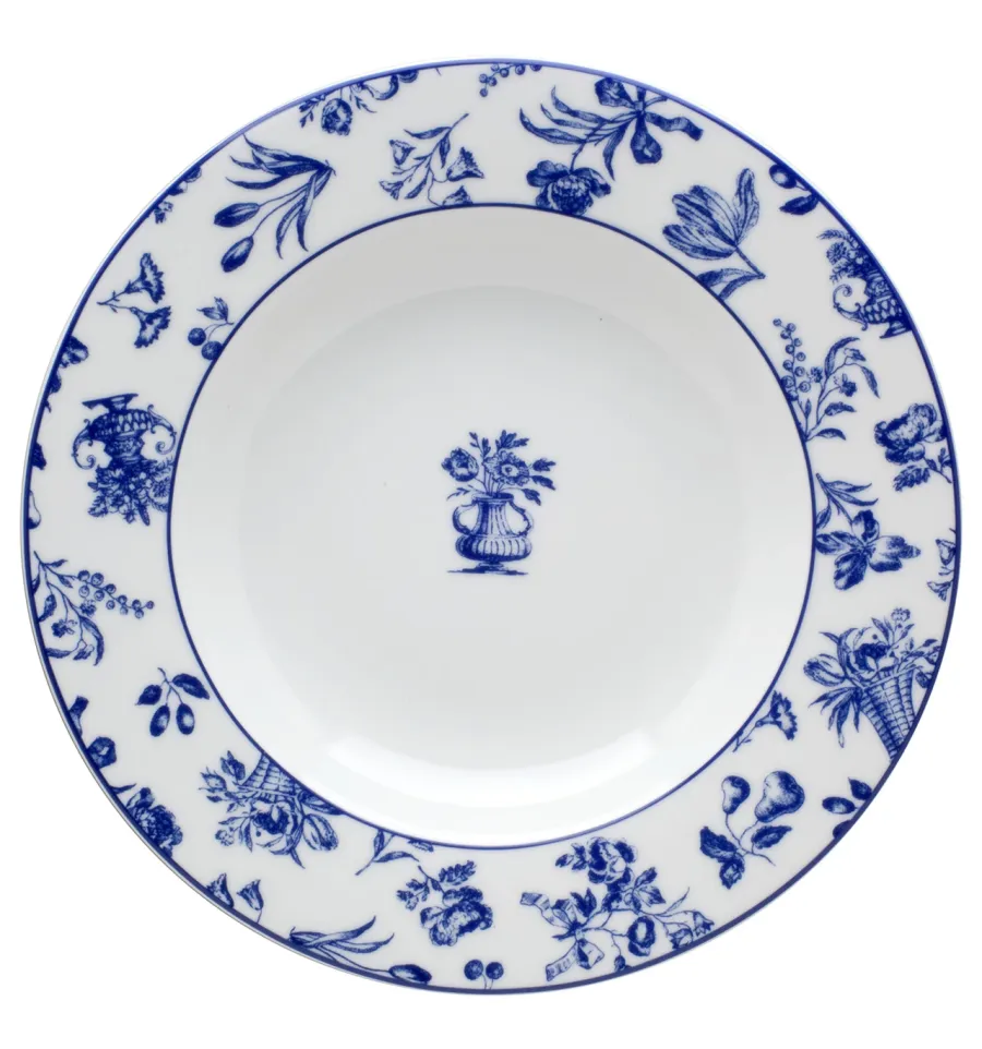 obrazek 1 Stylowy porcelanowy talerz na zupę z kolekcji Chintz Azul z unikatowym motywem roślinnym - Vista Alegre