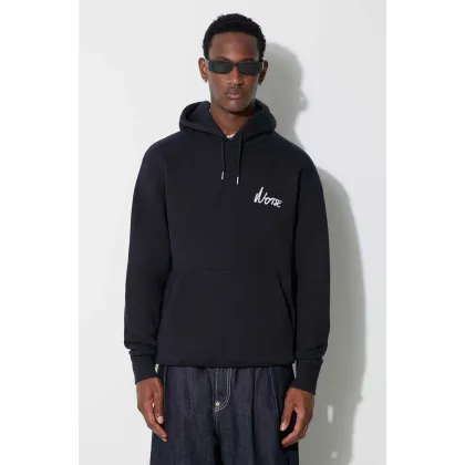 Zdjęcie Norse Projects bluza bawełniana Arne Relaxed Organic Chain Stitch Logo Hoodie męska kolor granatowy z kapturem z aplikacją N20-1358-7004