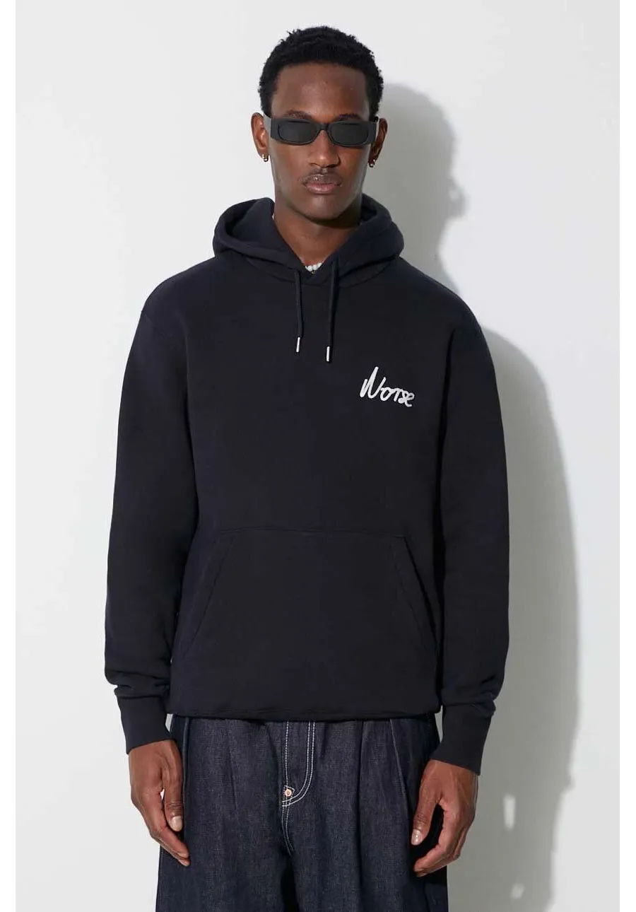 obrazek 1 Norse Projects bluza bawełniana Arne Relaxed Organic Chain Stitch Logo Hoodie męska kolor granatowy z kapturem z aplikacją N20-1358-7004