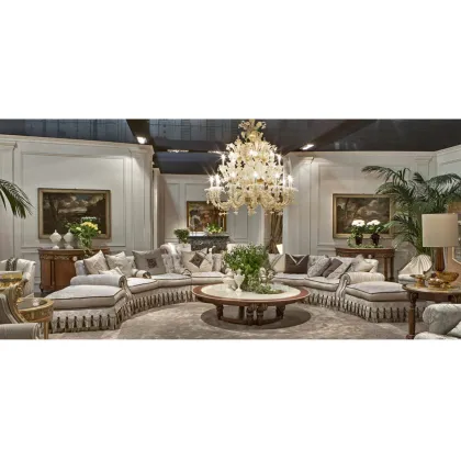 Zdjęcie Luksusowa okrągła sofa z 18-stoma poduszkami w komplecie