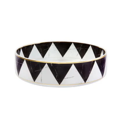 Zdjęcie Porcelanowa mała miska na sałatkę Carrara w geometryczne czarno-białe wzory - Vista Alegre