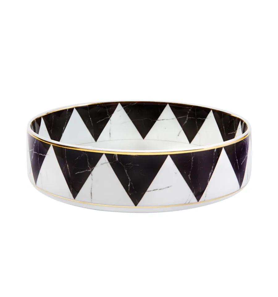 obrazek 1 Porcelanowa mała miska na sałatkę Carrara w geometryczne czarno-białe wzory - Vista Alegre