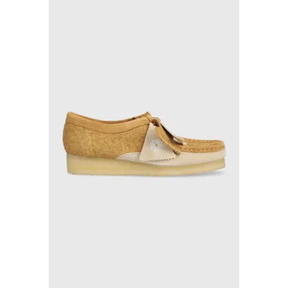 Zdjęcie Clarks Originals mokasyny zamszowe Wallabee damskie kolor brązowy na koturnie 26176524