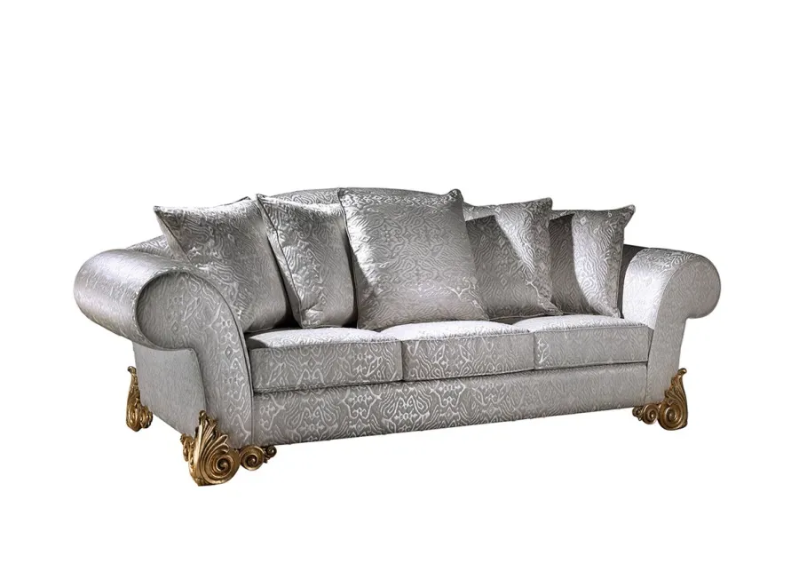 obrazek 1 Stylowa sofa MARIOLA w odcieniach szarości ze złotym wykończeniem - Collecion Alexandra