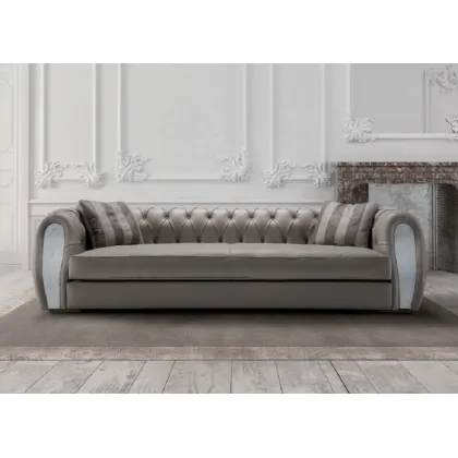Zdjęcie Sofa ze skóry chesterfield, trzyosobowa