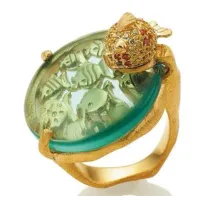 Picture Luxury Ring 18K Gold Plated Silver Colorful Cubic Zirconias Obsidian