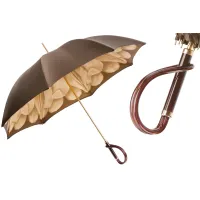 Zdjęcie Piękny brązowy parasol damski zdobiony motywem kwiatowym - Pasotti