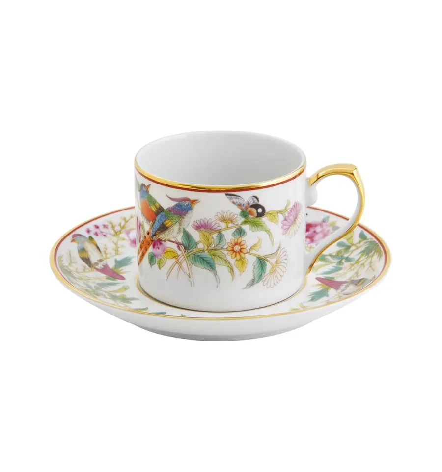 obrazek 1 Porcelanowa filiżanka do herbaty ze spodkiem Paço Real z przedstawieniem ptaków i kwiatów - Vista Alegre