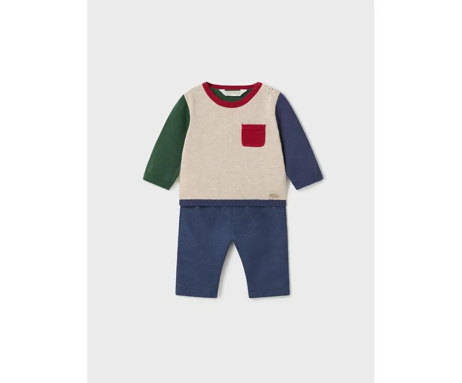 obrazek 1 Mayoral Komplet sweter i spodnie materiałowe 2.521 Kolorowy Regular Fit