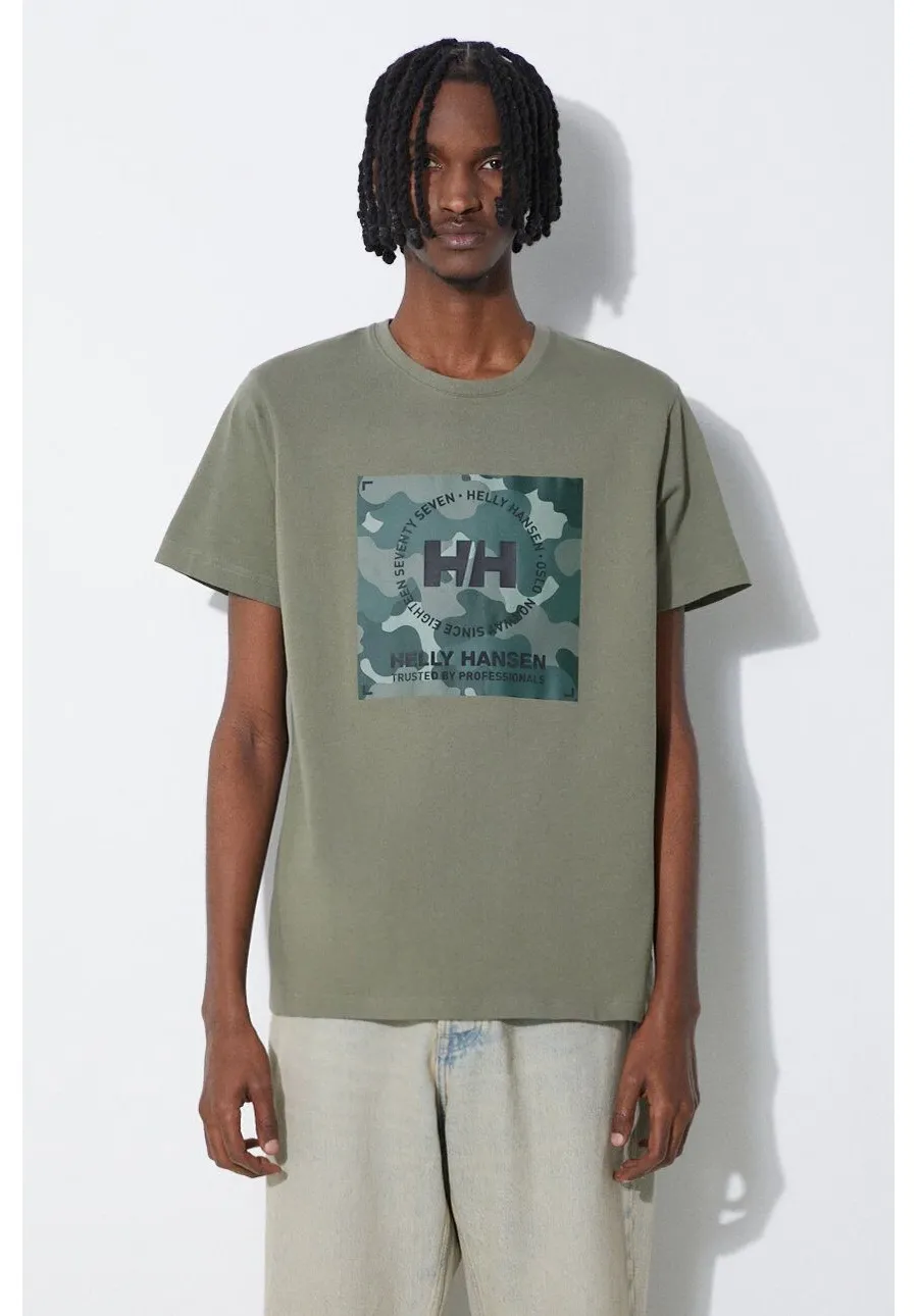 obrazek 1 Helly Hansen t-shirt bawełniany kolor zielony wzorzysty