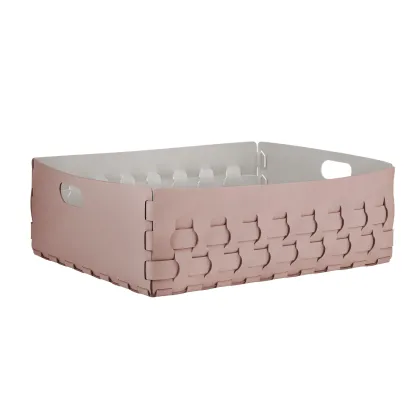 Zdjęcie Wyjątkowy kosz Dubai 60x50xH20 cm ze skóry w kolorze popielatego różu