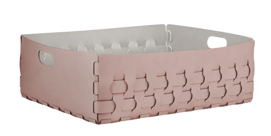 obrazek 1 Wyjątkowy kosz Dubai 60x50xH20 cm ze skóry w kolorze popielatego różu