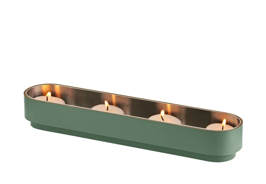 obrazek 1 Elegancki uchwyt na świeczki 25,7x5,1xH4 cm w kolorze eukaliptusa