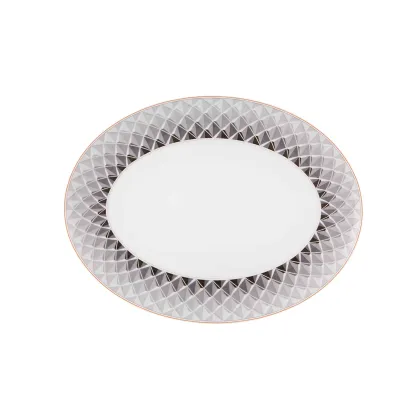 Zdjęcie Mały owalny talerz Maya z unikatowym geometrycznym ornamentem - Vista Alegre