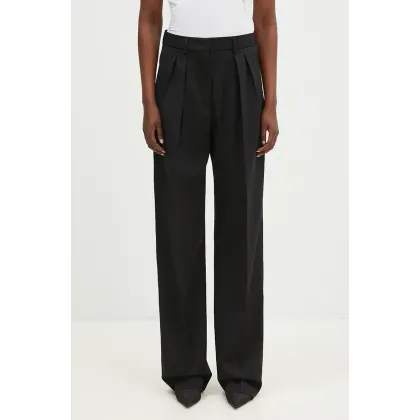 Zdjęcie Sportmax spodnie wełniane Assuan kolor czarny szerokie high waist 2422136032600
