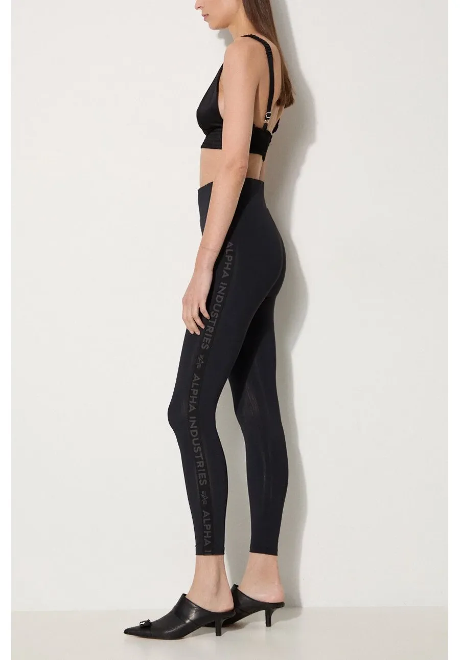 obrazek 1 Alpha Industries legginsy AI Stripe Leggings damskie kolor czarny gładkie 106057.03-CZARNY