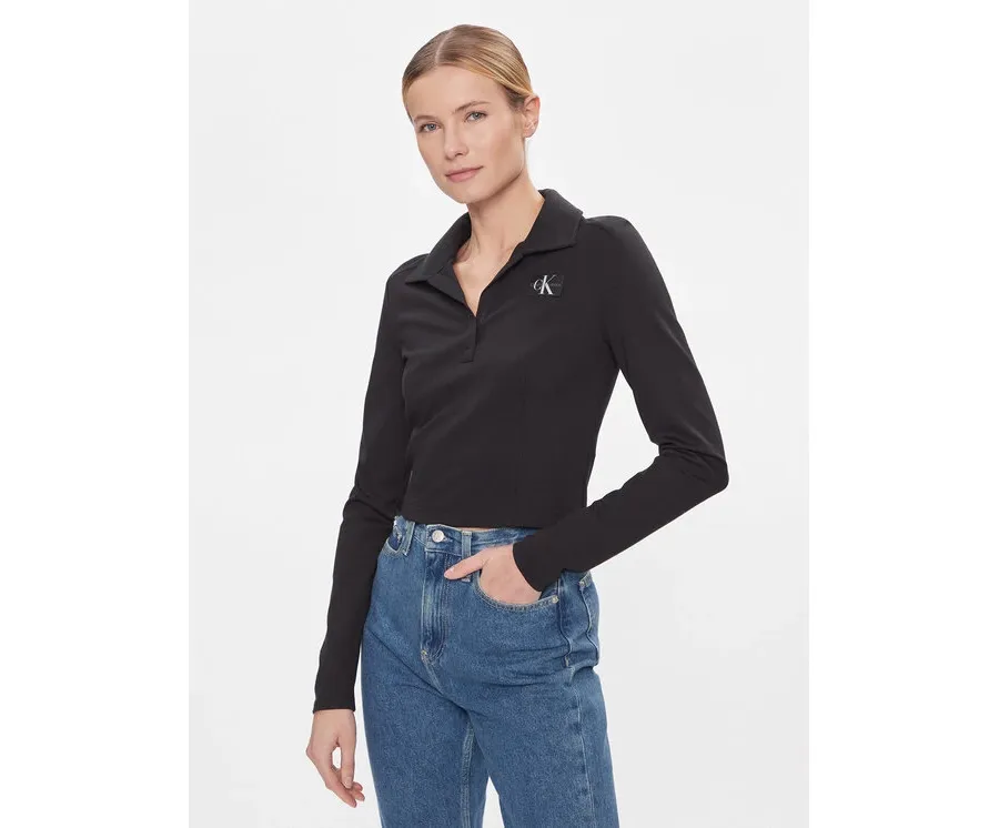 obrazek 1 Calvin Klein Jeans Bluzka Polo Collar Milano Regular Top J20J222556 Czarny Regular Fit