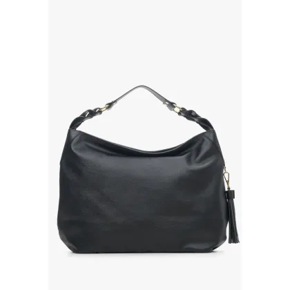 Zdjęcie Estro: Czarna torba damska typu hobo z włoskiej skóry naturalnej