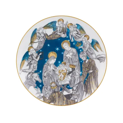 Zdjęcie Malowany porcelanowy świąteczny talerz zaprojektowany przez Agnes Kolignan, polską projektantkę z Paryża - Vista Alegre