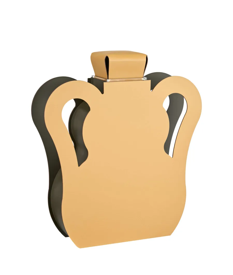 obrazek 2 Unikalny skórzany wazon Otto 9x40xH45 cm w kolorze musztardowym