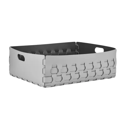 Zdjęcie Płaski szary kosz Dubai 60x50xH20 cm wykonany ze skóry