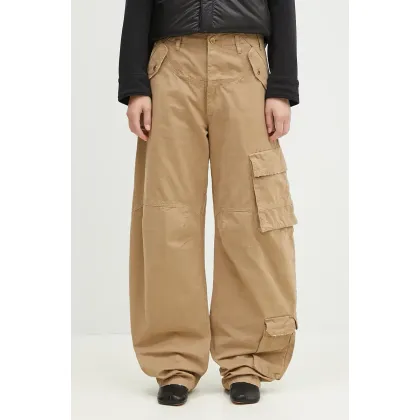 Zdjęcie DARKPARK spodnie bawełniane Rosalind kolor beżowy fason cargo high waist WTR04.FAP05.008501