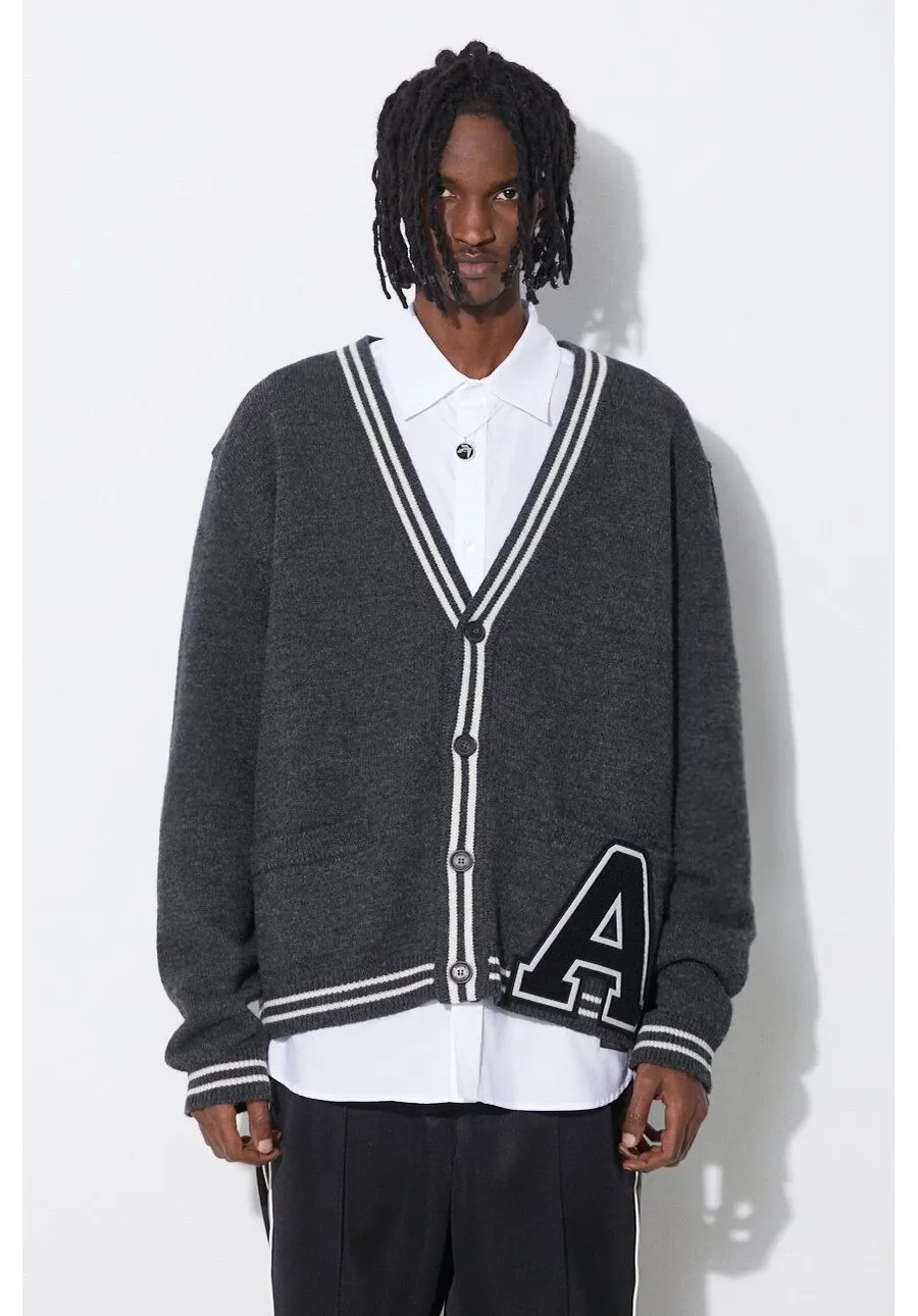 obrazek 1 AMBUSH kardigan wełniany A Patch Knit Cardigan kolor szary BMHB003S24KNI