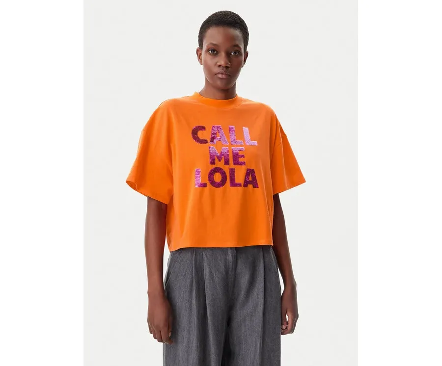 obrazek 1 LOLA CASADEMUNT T-Shirt LS2515054 Pomarańczowy Relaxed Fit