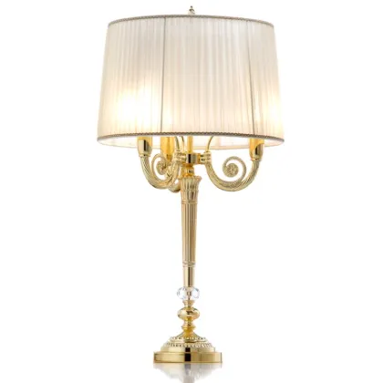 Picture Table lamp in cast brass and Asfour crystal with shade - Il Paralume Marina