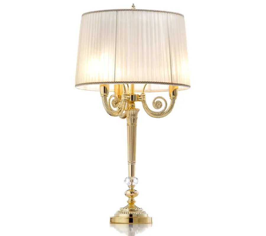obrazek 1 Lampa stołowa z odlewu mosiądzu i kryształu Asfour z kloszem - Il Paralume Marina