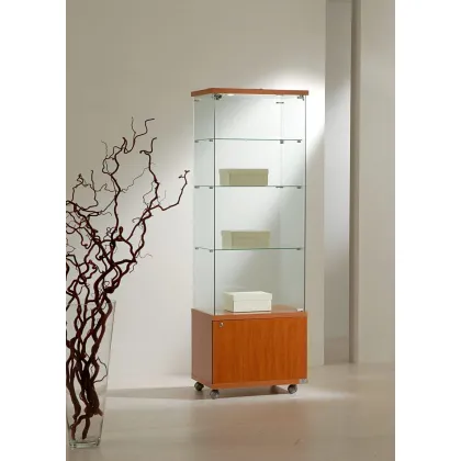 Picture A stylish classic display cabinet with three shelves and a cabinet in the base