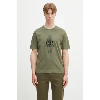 Zdjęcie C.P. Company t-shirt bawełniany męski kolor zielony z aplikacją 18CMTS288A006057O
