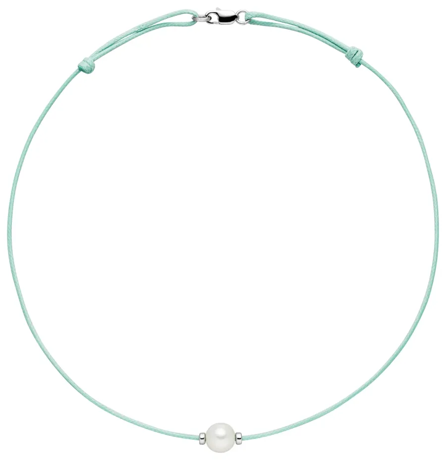 obrazek 1 Stylowy naszyjnik w kolorze turkusowym z białą perłą słodkowodną