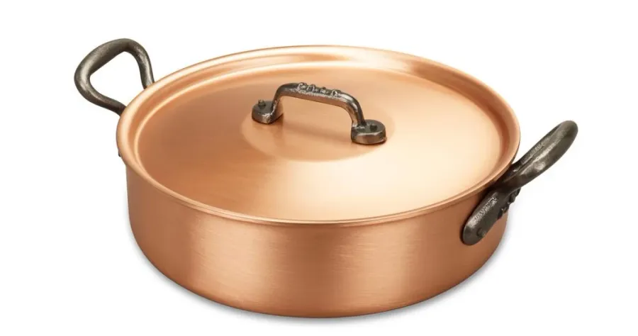 obrazek 3 Niski miedziany garnek o średnicy 24 cm z Belgii