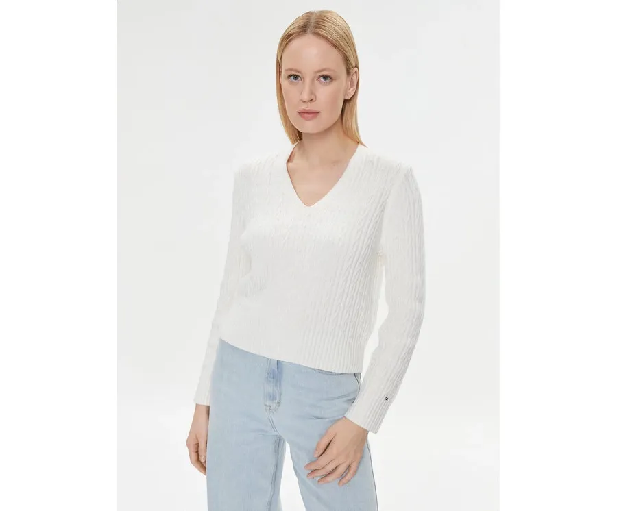 obrazek 1 Tommy Hilfiger Sweter WW0WW39017 Écru Regular Fit