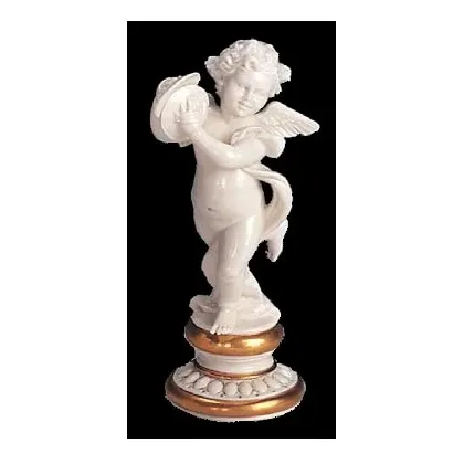 Zdjęcie Aniołek grający na talerzach - porcelanowa figurka do salonu