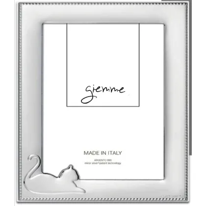 Picture Silver photo frame 10x15 cm decorated with the image of a cat