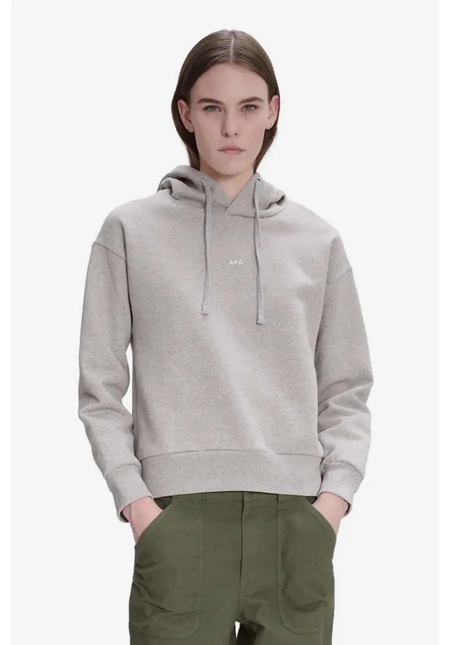 obrazek 1 A.P.C. bluza bawełniana Christina damska kolor szary z kapturem gładka COFDZ.F27624-HEATHERGRE