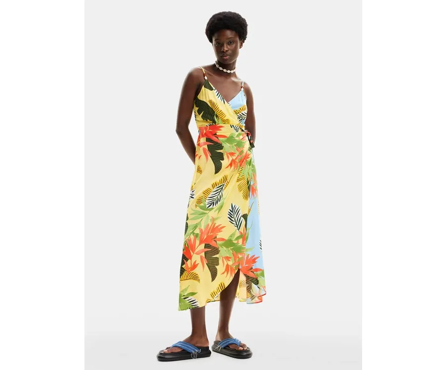 obrazek 1 Desigual Sukienka letnia Tropical Leaves 24SWMW13 Kolorowy Regular Fit